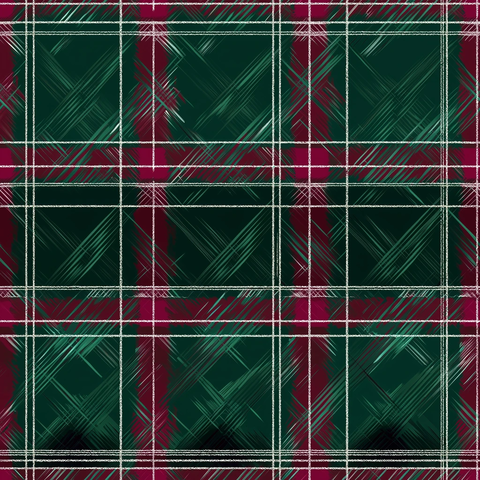 翡翠绿红银交织格纹图案