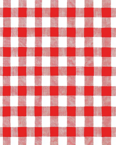 红白格子桌布覆盖桌面