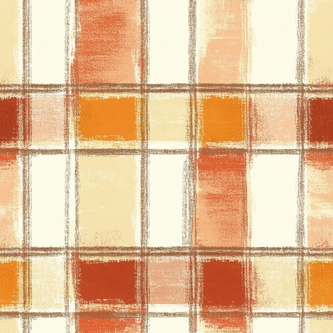 橙色锈色奶油色法兰绒格纹