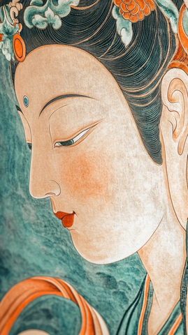 传统壁画风格的女性人物画像