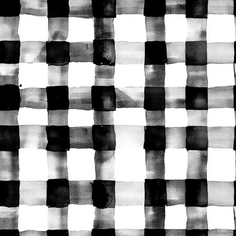 黑白格纹水彩剪贴画
