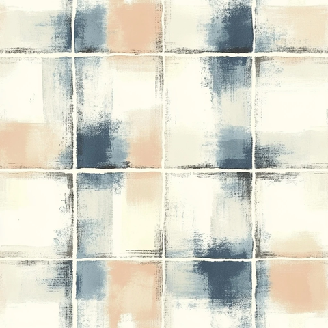 蓝白水彩格纹图案