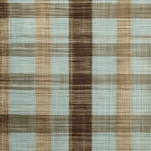 蓝棕格纹亚麻面料