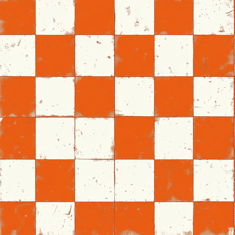 橙白相间棋盘格图案