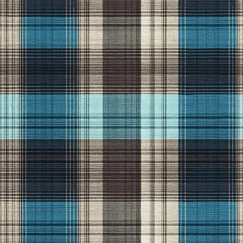 蓝棕格纹无缝羊毛图案