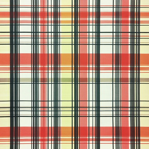 红黄绿细线格纹呢料