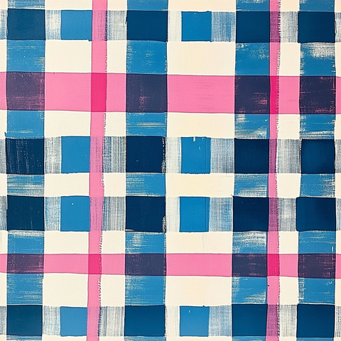 白色竹编蓝粉格纹图案