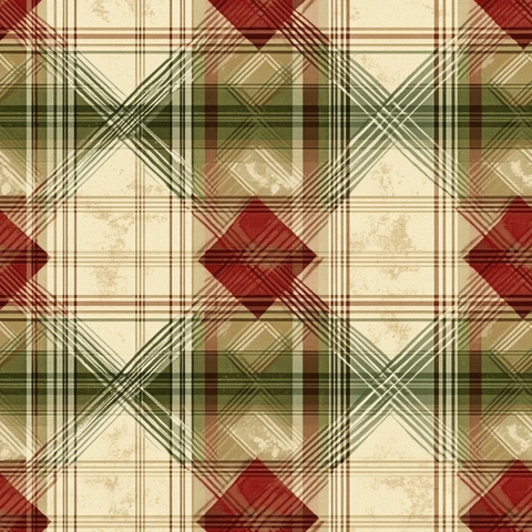 圣诞红绿格纹复古图案