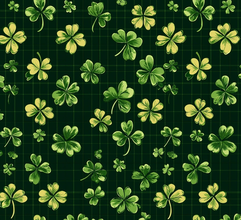 绿格纹与三叶草无缝纹样