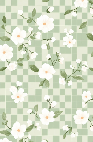 薄荷绿花卉简约向量图