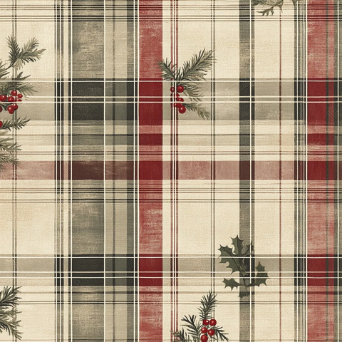 节日格纹图案叠加圣诞元素