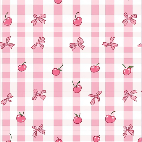 粉色樱桃格子图案