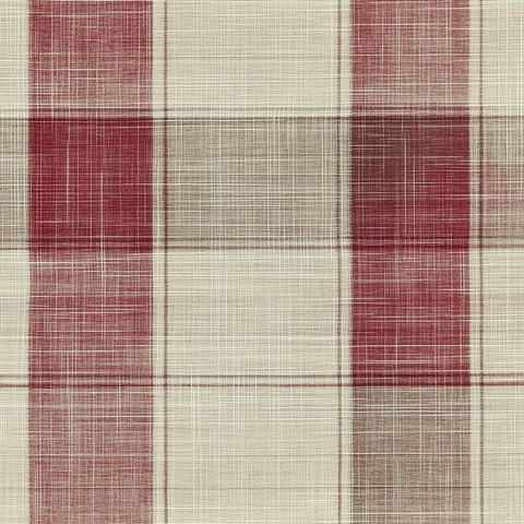 红粉橄榄格纹亚麻面料