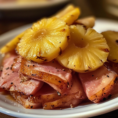 菠萝火腿肉细节特写