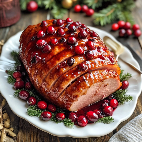 烤制蔓越莓蜂蜜黄椒酱火腿