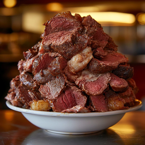 烤牛肉堆满碗溢出