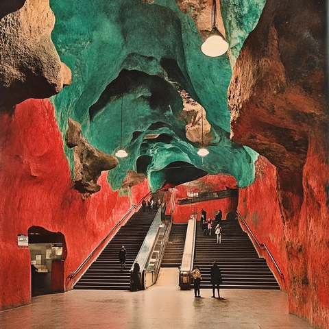 色彩绚丽的地铁站内部景象