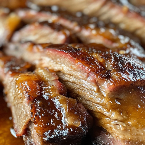 烟熏牛腩切片特写