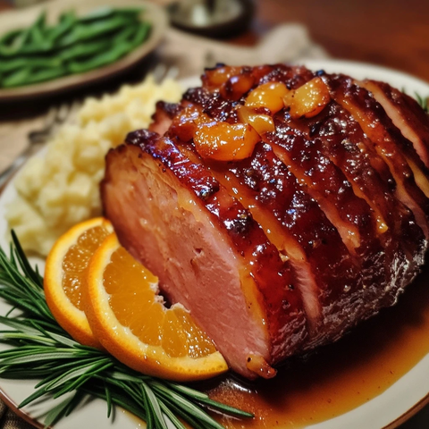 蜂蜜烤火腿配香草橘子