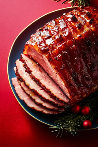 蜂蜜烤火腿切片鲜艳背景