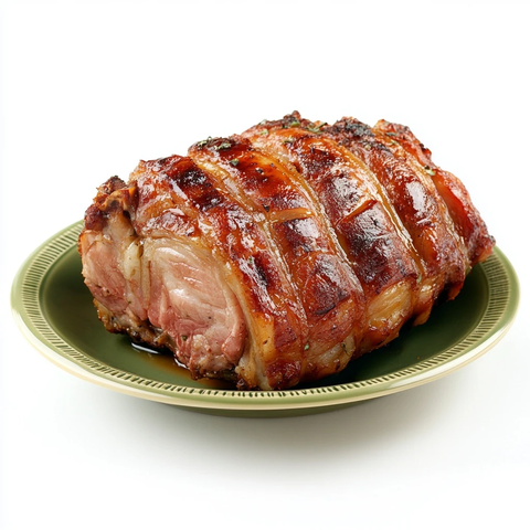 烤猪肉片白背景摄影