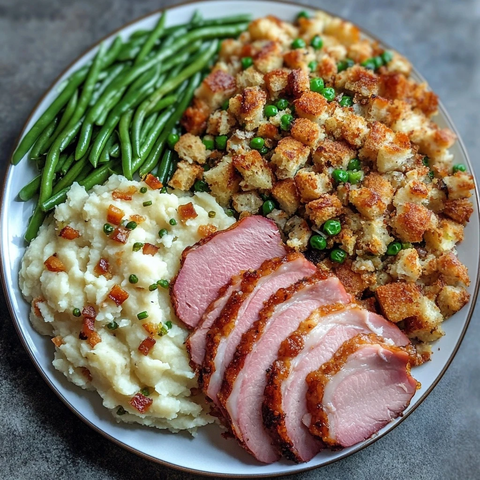 火鸡盘装火腿填料土豆青豆