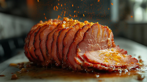 切片火腿与香料飘散