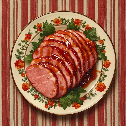 蜜汁蒜香烤火腿切片