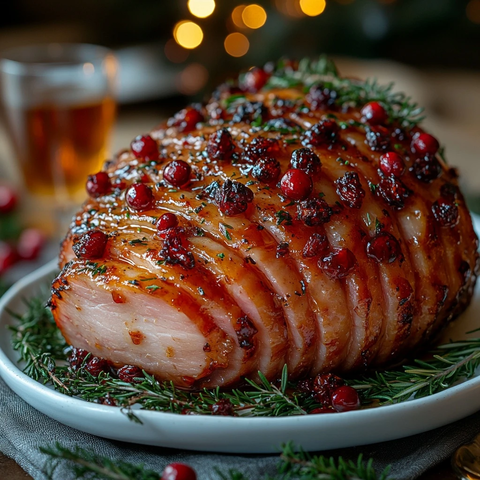 螺旋切火腿配迷迭香与蔓越莓