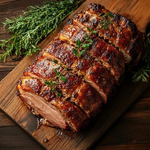 烤猪肉摆盘细节展示