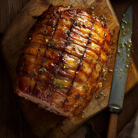 慢烤金黄脆皮肉排木板摆盘