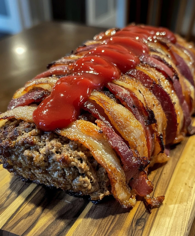 培根包裹肉饼切片摆放