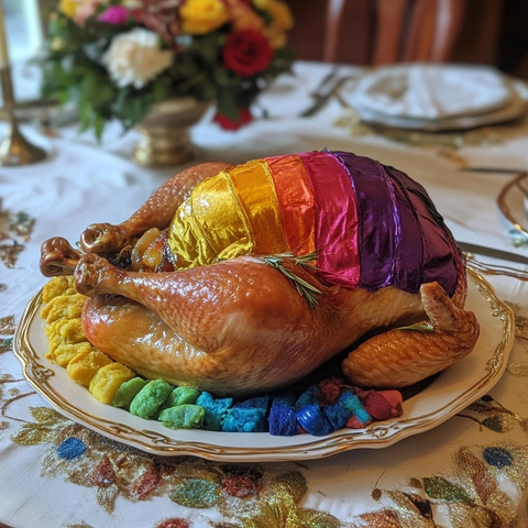 感恩节烤火鸡配色旗帜