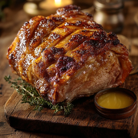 烤猪肩配香浓澄清黄油