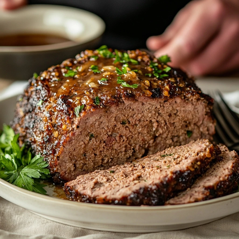 金黄肉饼切片展示盘装