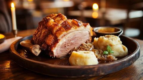 烤猪肩配土豆球和酸菜