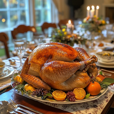 超大金黄烤火鸡满桌