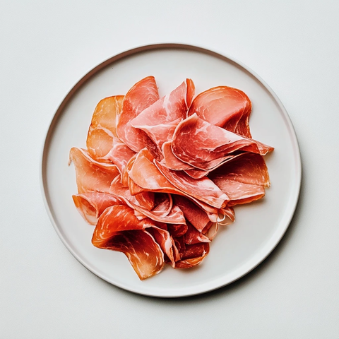 冷切火腿肉切片白色背景