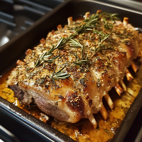 自制烤羊排配迷迭香