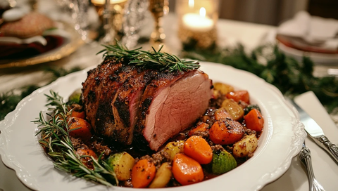 烤猪肩配蔬菜肉酱