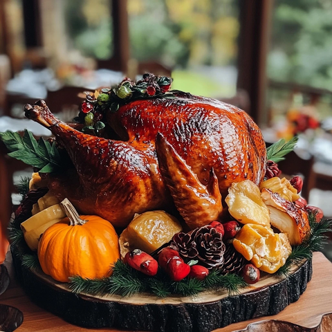 感恩节烤火鸡晚餐
