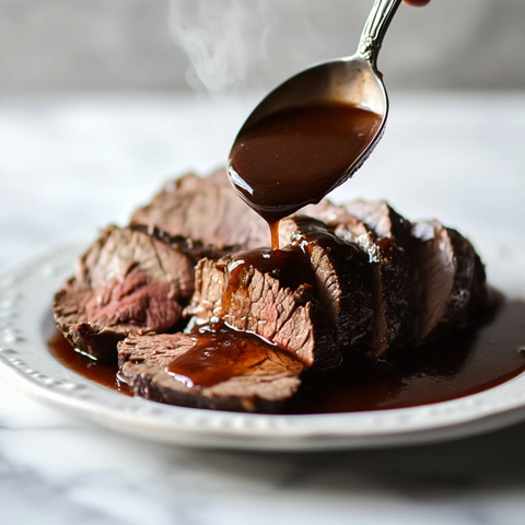 红葡萄酒汁浇烤牛肉