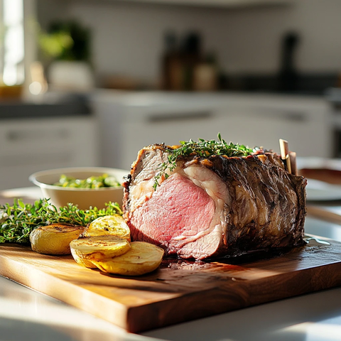 烤牛肉与明亮厨房