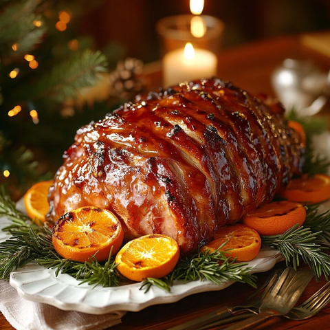 橙香烤猪肩配烤橙与迷迭香