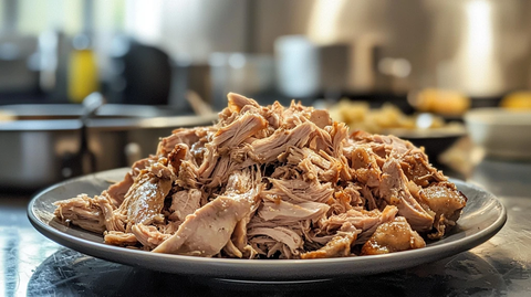 剩余烤鸡摆盘近景