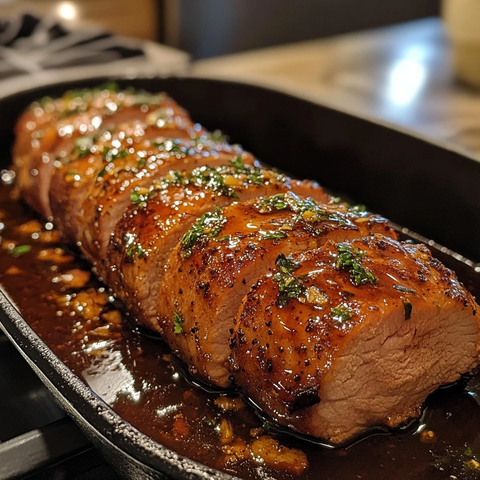 蜂蜜烤猪里脊肉厨房拍摄