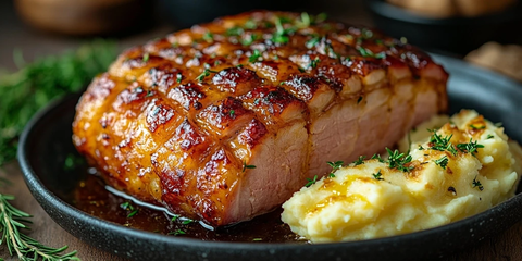 糖醋火腿配土豆泥