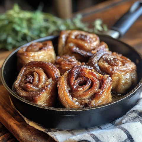 盐猪肉与肉桂卷的木桌静物