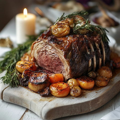 木板上的英式烤肉晚餐