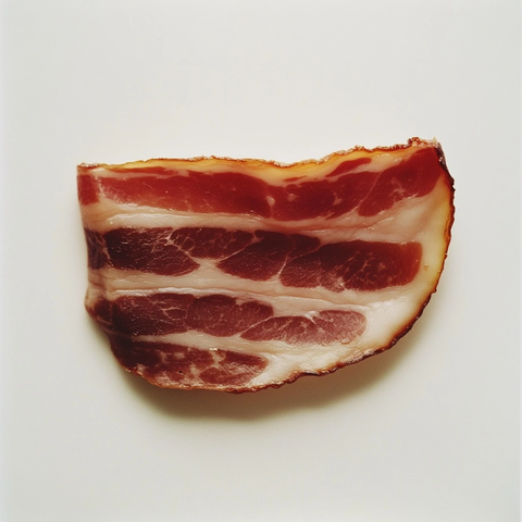 白背景上薄切帕尔马火腿片